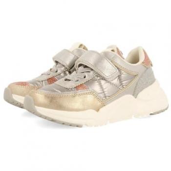 Zapatillas deportivas de niña Gioseppo Gorham con cordones de terciopelo en color plata, modelo chunky EU 30