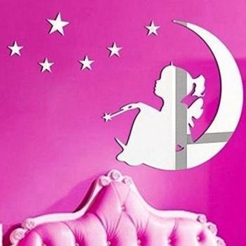 Walplus Magic Tinker Bell luna y estrellas espejo y Art, plateado