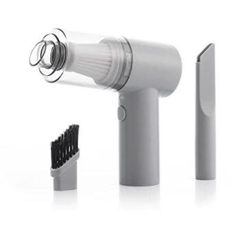 Aspirador de Mano Inalámbrico 40W con Depósito Extraíble de 100ml y Diferentes Cabezales, Recargable para Coche y Hogar