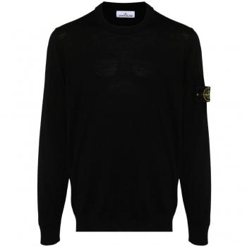 Stone Island Men's Wool Crewneck Sweater in Black | Size Small | 8115510C4A0029