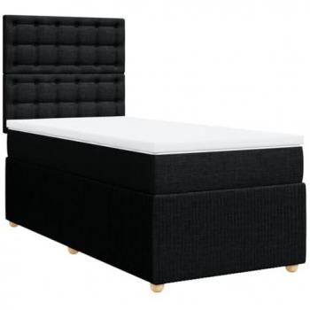 Bastidor de cama box spring con colchón negro 90x190 cm en tela