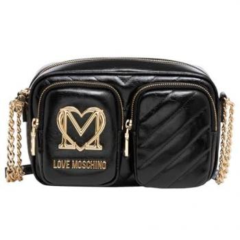 Moschino Quilted City Shoulder Bag with Logo - Black, One Size