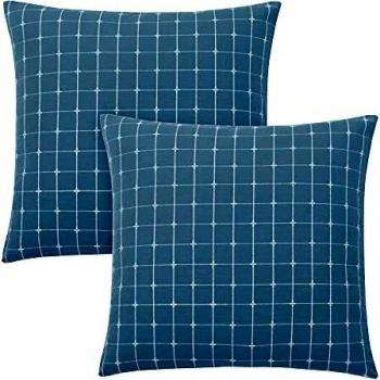Amazon Brand - Umi Funda Cojín Tela Suave de Almohada para Sofá 2 Piezas 45x45cm Azul Claro