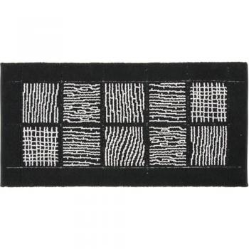 Alfombra de baño y pie de cama 55x110 cm suave antideslizante algodón puro shaggy negro