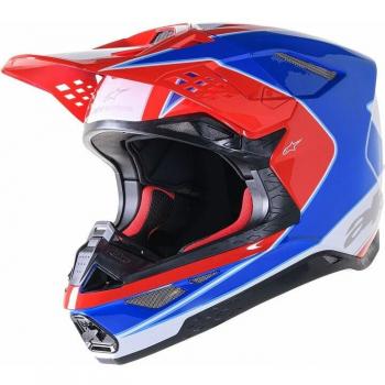 Alpinestars Casco de Cross Supertech S-M10 Aeon Rojo-Azul, Casco de motocross Alpinestars Supertech S-M10 Aeon 2024 - Blanco Rojo Azul (L)