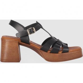 Sandalia de Plataforma de Piel para Mujer Chika10 TREVI 05 Negra con Cierre de Hebilla (5 a 8 cm) Casual