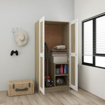 Armario de madera aglomerada blanco y roble Sonoma 82,5x51,5x180 cm