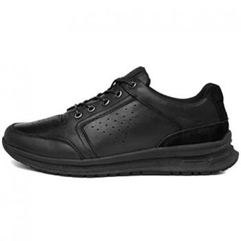 Hush Puppies Joseph Men's Black Leather Memory Foam Lace-Up Sneakers - Size UK 7