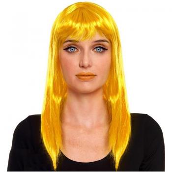 Peluca Lisa Larga 50 cm Amarilla con Fleco