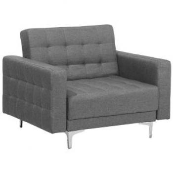 Sillón reclinable acolchado de poliéster gris claro plateado con patas de metal Aberdeen
