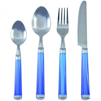 Quid San Polo - Set de 24 cubiertos, acero inoxidable, color azul