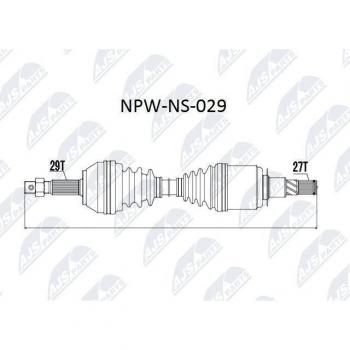 Árbol de transmisión NTY NPW-NS-029, compatible y de alta durabilidad