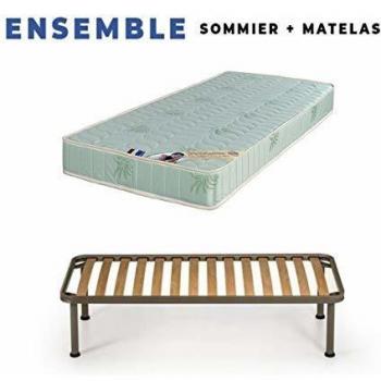 Conjunto de Colchón 120x190 cm y Somier Desmontable de 19 cm Muy Firme - Incluye Patas y Almohada de Memoria - Indefectible - Confort Óptimo - Oeko