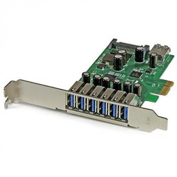 StarTech.com PEXUSB3S7 - Adaptador Tarjeta PCI Express, 7 Puertos USB 3.0, con alimentación SATA, Perfil bajo o Completo