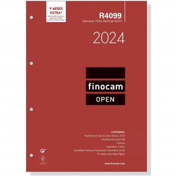 Recambio Anual Finocam Open 4000 R4099 210x297mm 2024 Semana Vista Vertical 4 Taladros