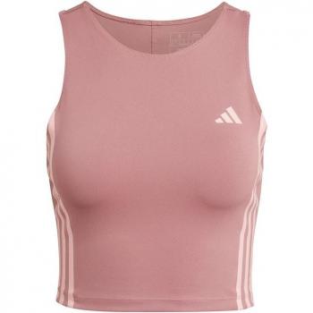 Camiseta de running Adidas Own The Run 3 Bandas Mujer Rosa, sin mangas, transpirable, ajuste regular, tecnología Climalite para control de humedad