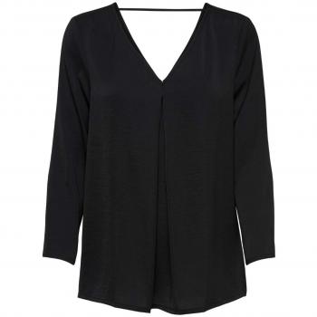 ONLY NOS Onlnatalia Sateen V Neck Top Wvn, Camisa Manga Larga para Mujer, Negro
