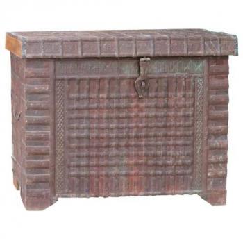 Baúl Colonial de Madera y Metal Marrón 105x43x90 cm con Acabado Artesanal