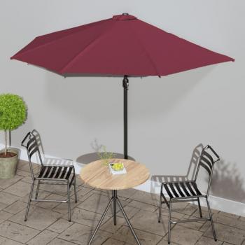 Sombrilla balcón semicircular aluminio 300x155x223 cm color taupe oscuro, rojo burdeos y terracota