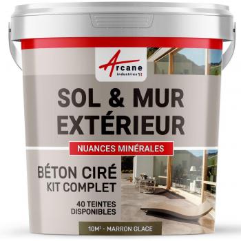 Kit de Hormigón Pulido Exterior Marrón Glacé - 10 m² (2 Capas) - Suelo, Muro, Terraza, Balcón, Escalera - ARCANE INDUSTRIES