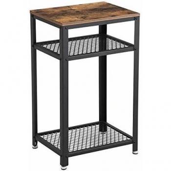 Mesa Auxiliar Vintage Industrial con 2 Estantes de Malla y Marco Metálico - 45x35x75 cm