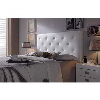 Cabezal tapizado Rombo 160X60 Blanco, Acolchado con Espuma, 8 cm de Grosor, Incluye herrajes para Colgar