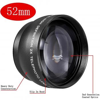 Neewer 52 mm lente telefoto con bolso de lente para cámaras y videocámaras con 52 mm rosca de filtro de lente