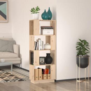 Estantería divisor de espacios de madera maciza de pino 51x25x132 cm en colores Natural, Blanco y Gris, ideal para oficina, estudio, sala de estar y dormitorio