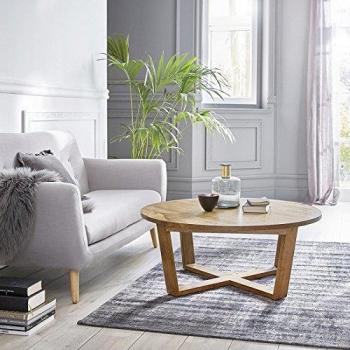 Mesa de centro redonda de madera maciza de mindi estilo escandinavo Berah Getah
