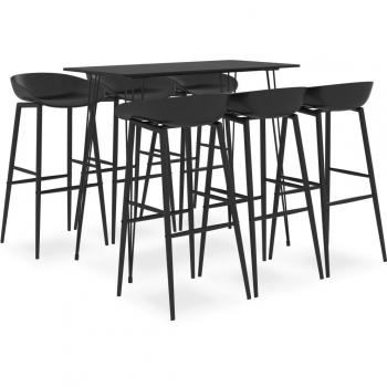 Juego de mesa alta y taburetes de bar 7 piezas color negro