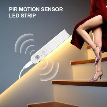 Luz LED Inteligente con Sensor de Movimiento PIR 3M, Tira Regulable de 5v USB/Batería para Armario y Escaleras