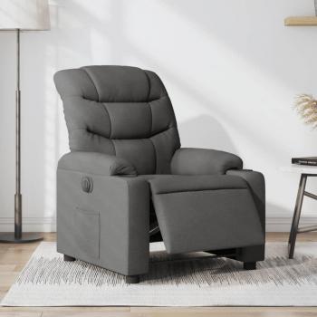 Sillón Reclinable Eléctrico de Tela Gris Oscuro con Respaldo Ajustable y Reposabrazos, Ideal para Personas Mayores