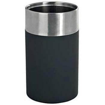 WENKO Vaso de dientes Creta negro acero inox - Soft-Touch superficie, Poliestireno, 7 x 11.1 x 7 cm, Negro