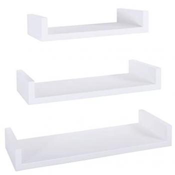 Estantes de pared modernos Calamita Maxi - Conjunto de 3 piezas en color blanco, MDF 60x8x23.7 cm