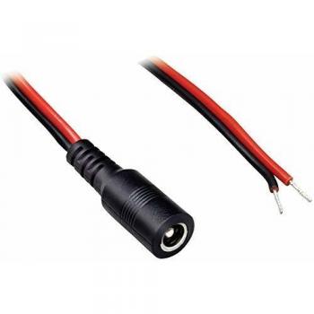 Cable de baja tensión BKL Electronic 072079 - Conector hembra DC 5.5 mm, diámetro interno 2.5 mm, longitud 2.00 m, extremos abiertos