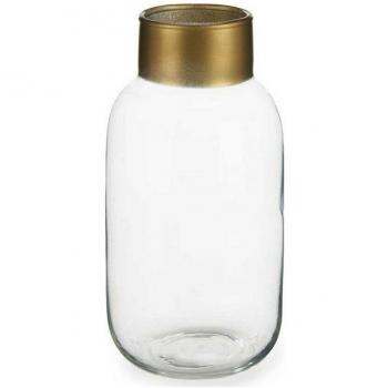 Jarrón Decorativo de Vidrio Transparente Dorado (11,5 x 24 x 11,5 cm)