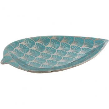 Centro de Mesa Porcelana Hoja Cromado Elegante y Moderno