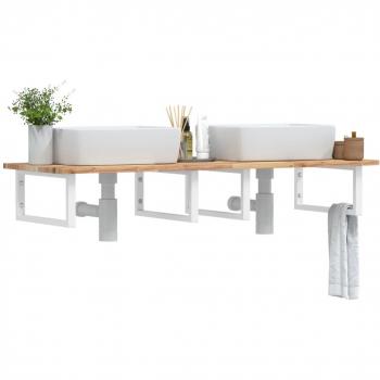 Estante de lavabo de pared acero y madera maciza de acacia marrón vidaXL