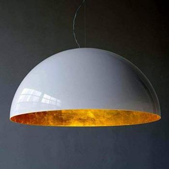 Lámpara Colgante Venice 60cm, E27, Máx. 42W, Metal Blanco Mate con Hoja Dorada