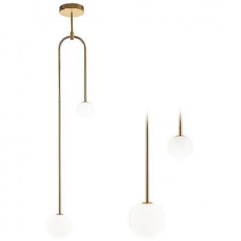 Lámpara de suspensión Toolight APP964-2CP, vidrio pelota oro, 2 puntos de luz G9, altura ajustable hasta 135 cm