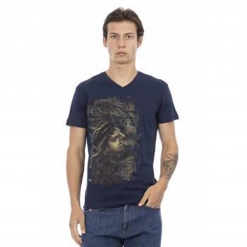 Trussardi Action Blue Cotton T-Shirt - XL, Sleeveless Tops, male, Blue, Size: XL