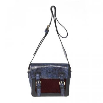 VENCA Bolso solapa en símil piel de serpiente mujer by VencaStyle - 008793,MARINO/GRANATE,UNICA