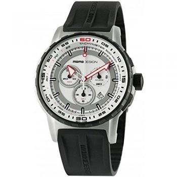 MOMO DESIGN MEN'S PILOT PRO 46MM BLACK RUBBER BAND QUARTZ WATCH MD2164SS-21