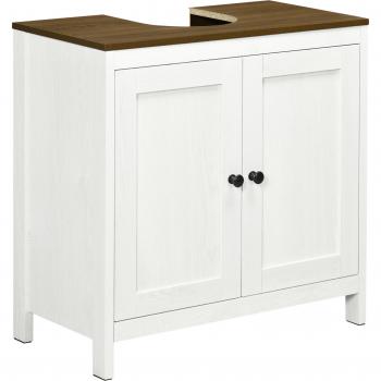 Mueble para Debajo del Lavabo Armario Bajo con 2 Puertas y Estante Ajustable 60x30x60 cm Blanco