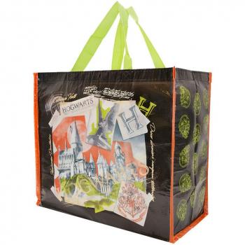 Bolsa de compra Collage Hogwarts (naranja verde) 40 x 36 x 20 cm
