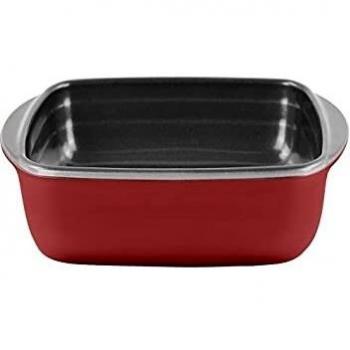 Fuente antiadherente de cristal borosilicatado cuadrado rojo 20 x 17 x 6 cm