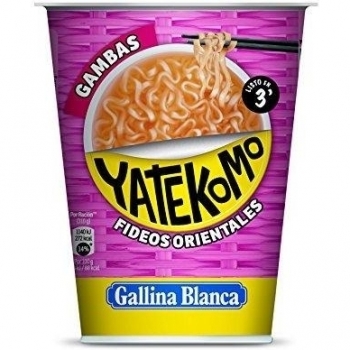 Gallina Blanca - Yatekomo Fideos de Gambas - Paquete de 8 Vasos, 61g cada uno