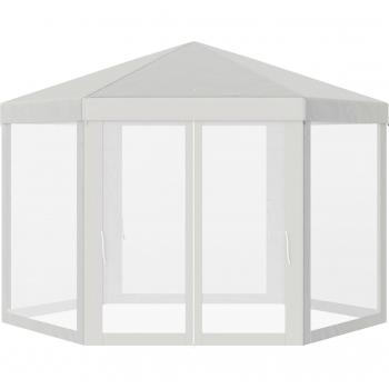 Carpa Gazebo Hexagonal con Mosquitera para Jardín y Terraza Ø1.97 m - Crema