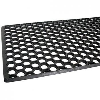 Zerbino Rectangular de Goma Vulcanizada Negro 70x40 cm con Diseño Nido de Abeja