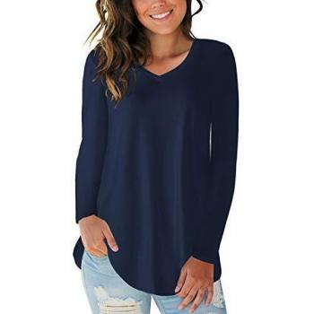 CNFIO Camiseta Mujer Manga Larga Cuello Redondo Blusas para Mujer Suelta Gradiente Efecto TeñidoTops Mujer Fiesta